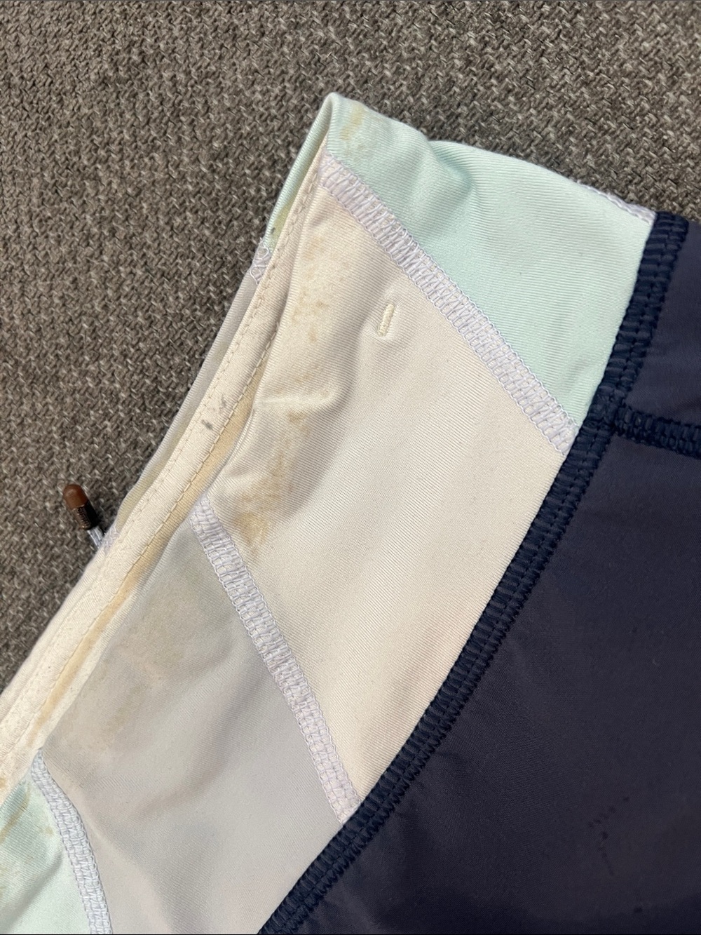 lululemon athletica Navy Athletic Shorts with Cream and Pale Mint Waistband - Picture 3 of 7